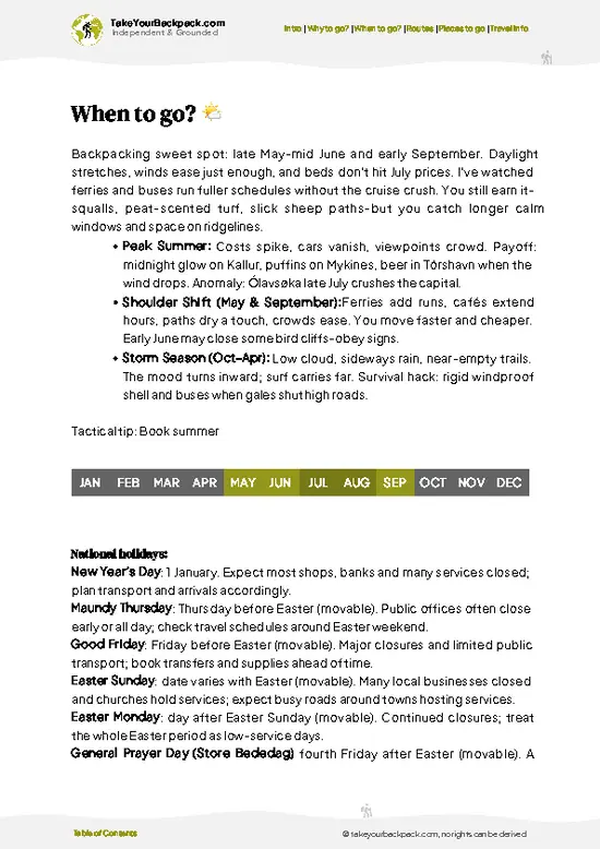 example page 3 from our offline Travel Guide for Faroe Islands